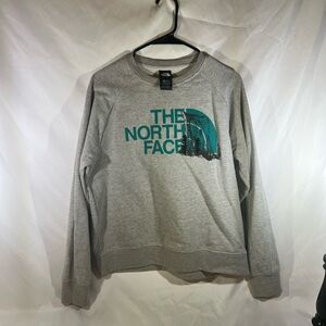 The North Face Gray Crewneck Sweater with Teal Logo